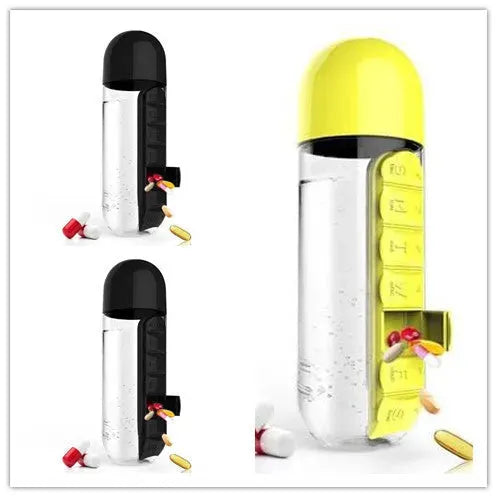 Direct Selling Two-In-One Water Cup Pill Box 7-Day Pill Box 7 Grids Outdoor Easy To Carry Water Bottle One Week With Pill Box Cup - Bellarte Enchanté Direct Selling Two-In-One Water Cup Pill Box 7-Day Pill Box 7 Grids Outdoor Easy To Carry Water Bottle One Week With Pill Box Cup